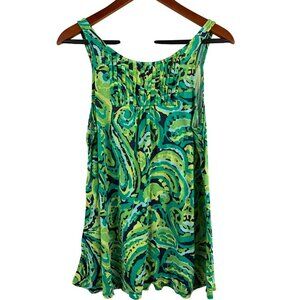 Merona Green & Blue Paisley Sleeveless Rayon Blouse M